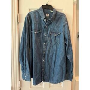 Levi’s Western Standard Fit Pearl Snap Button Down Men XXL Cowboy Work Denim